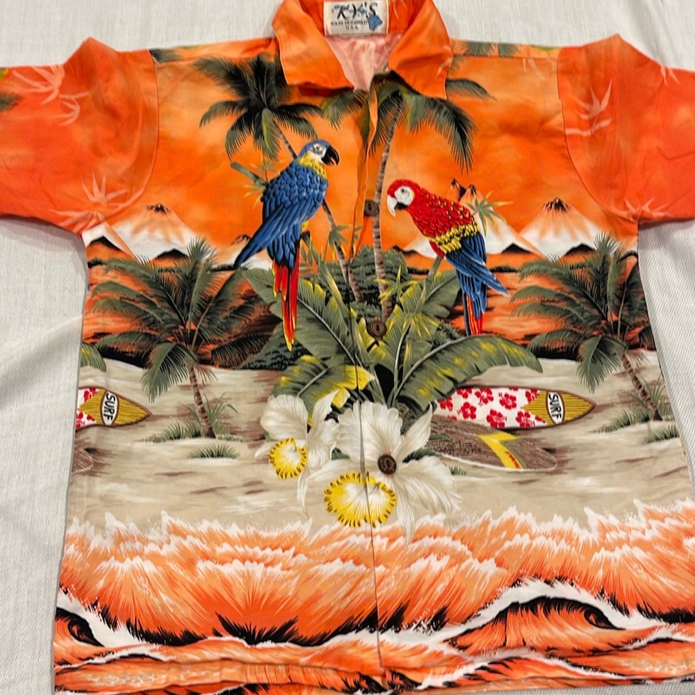 11117 Ky’s Orange Parrot Paradise Hawaiian Shirt